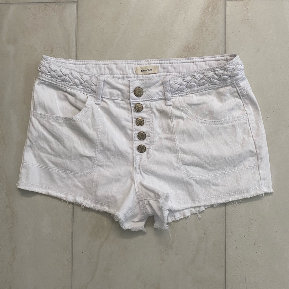 White denim cutoff white shorts